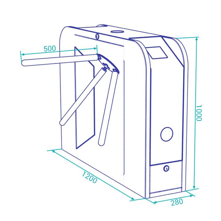 tripod turnstile ds111 dimensions