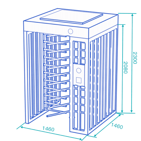 ds401fs full height turnstile dimensions