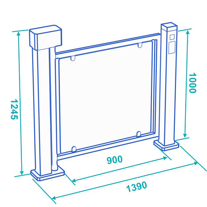 dssp6003c half height pedestrian security gate dimensions