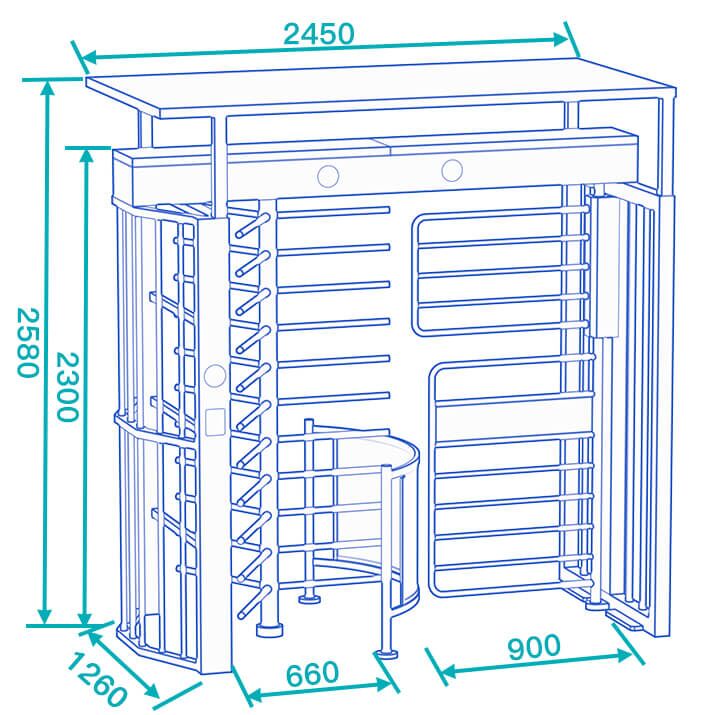 ds409fs canopy full height turnstile with wheelchair gate dimensions